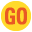 small yellow circle with the word GO